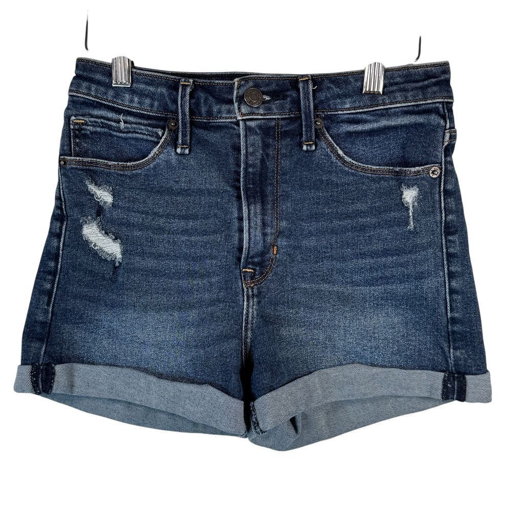 Abercrombie & Fitch Simone High Rise Distressed Denim Shorts Blue Size 25 0 Prep